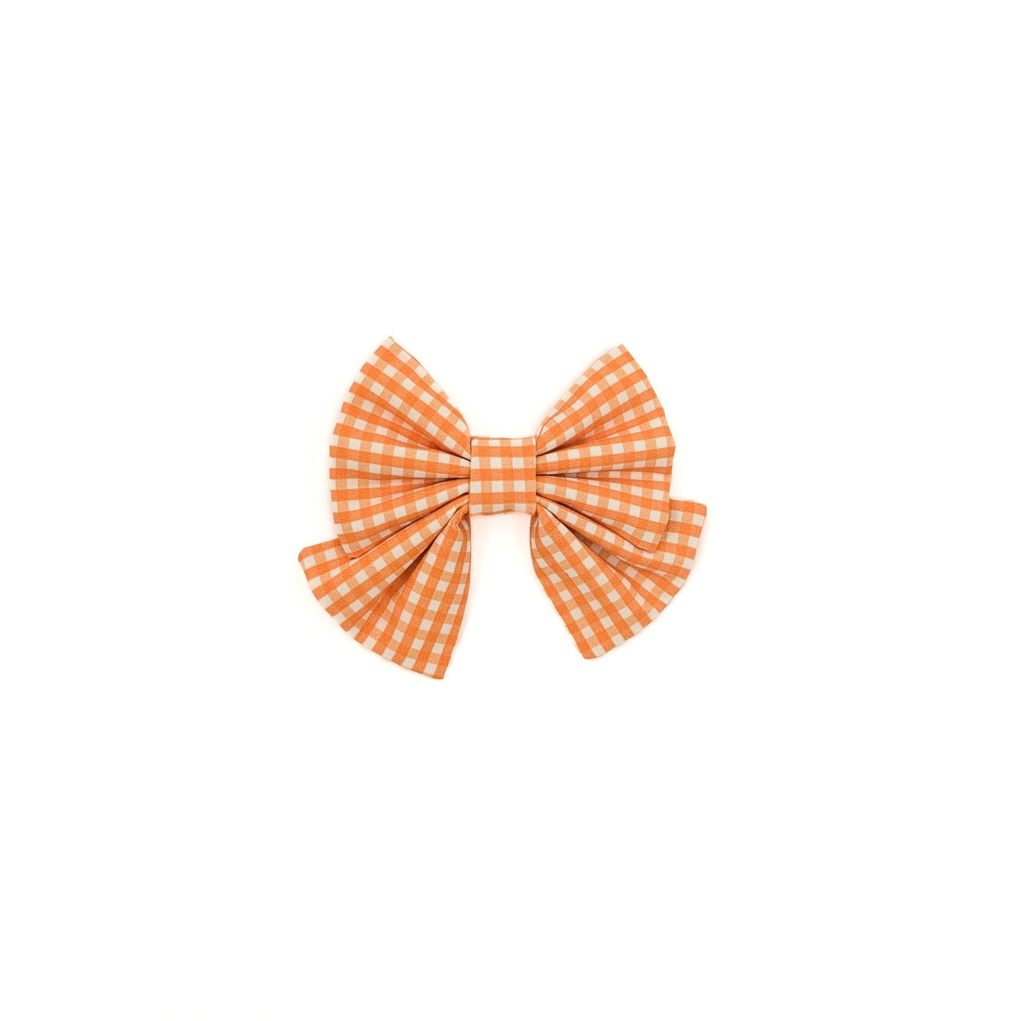Orange Gingham Dog Bow