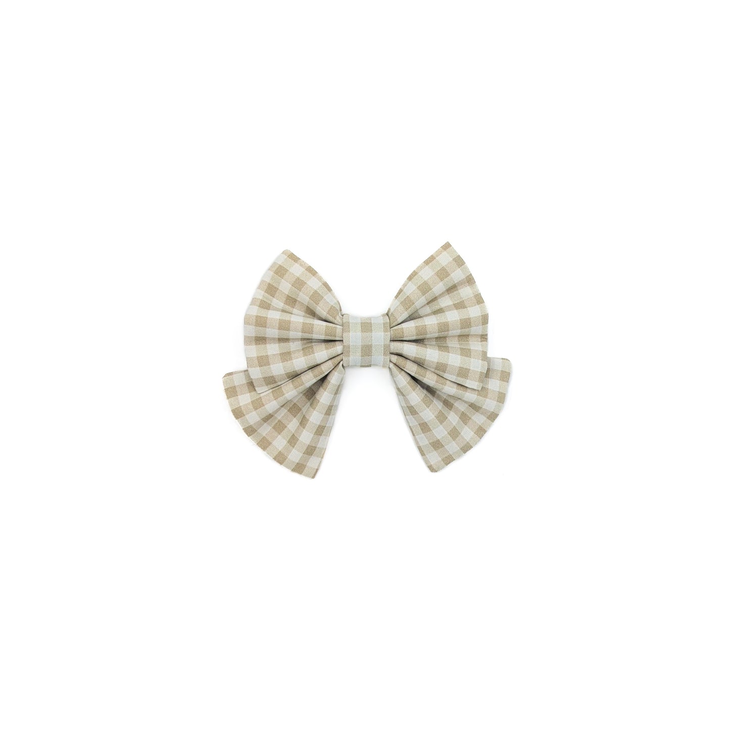 Taupe Gingham Dog Bow