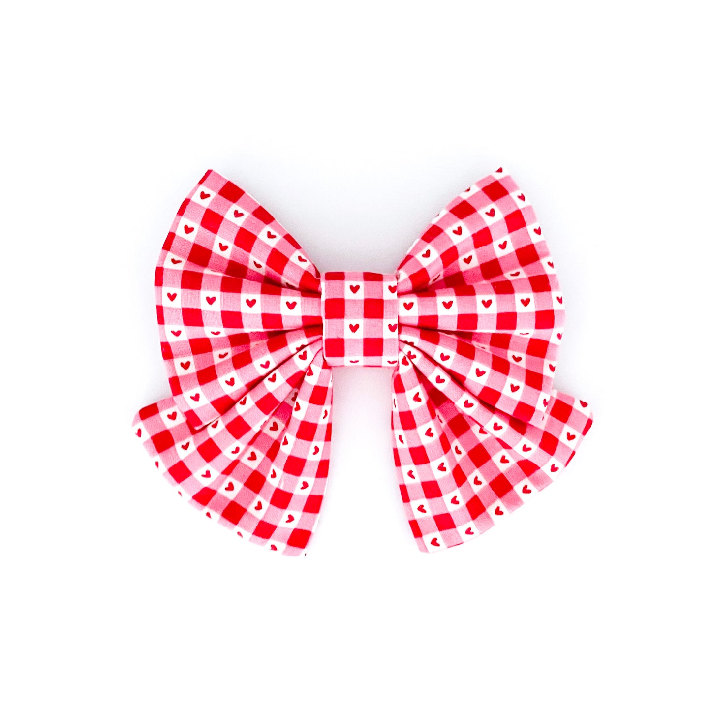 Valentine Plaid Dog Bow
