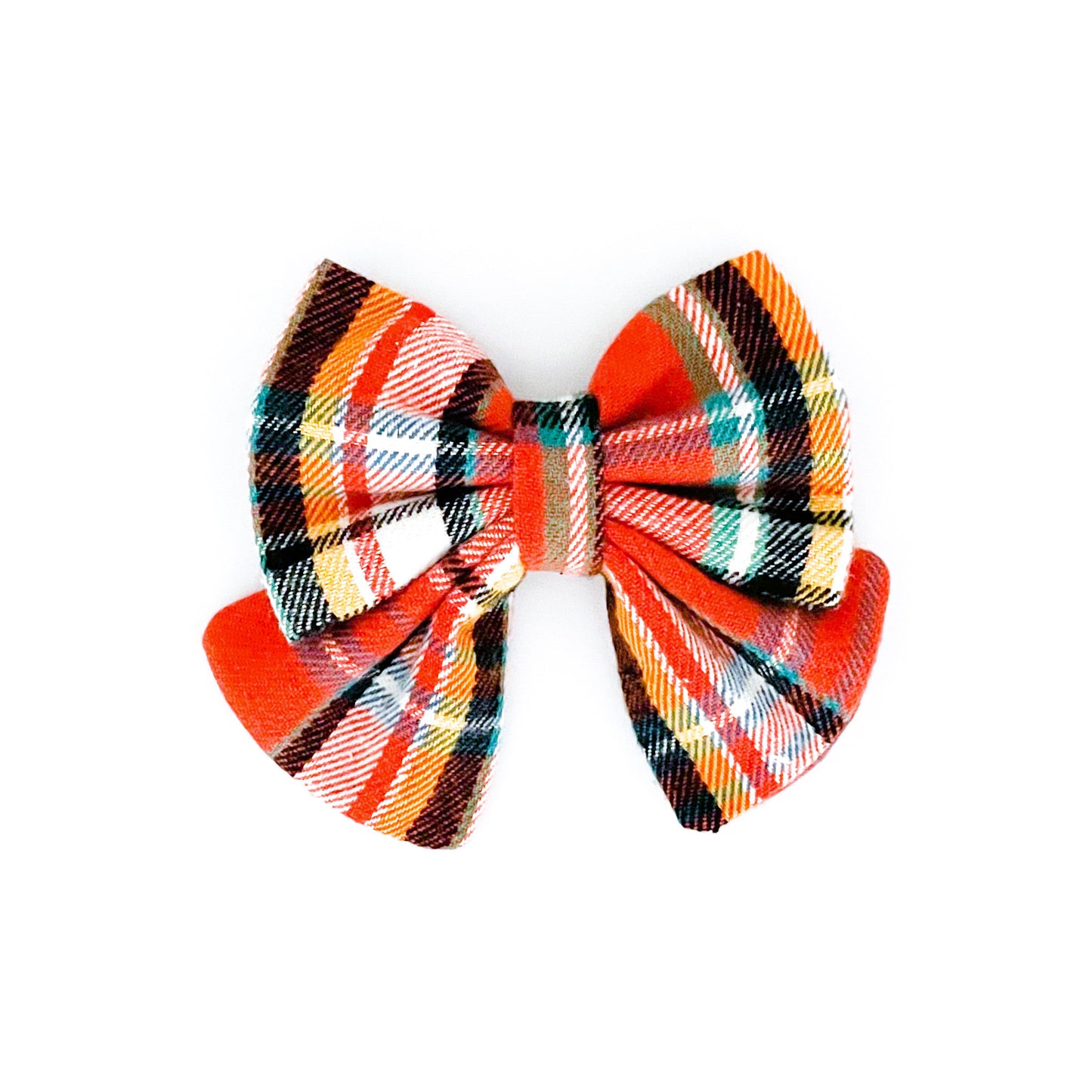 October Plaid Dog Bow