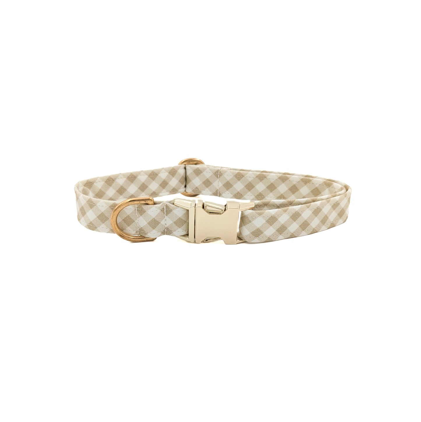 Taupe Gingham Dog Collar