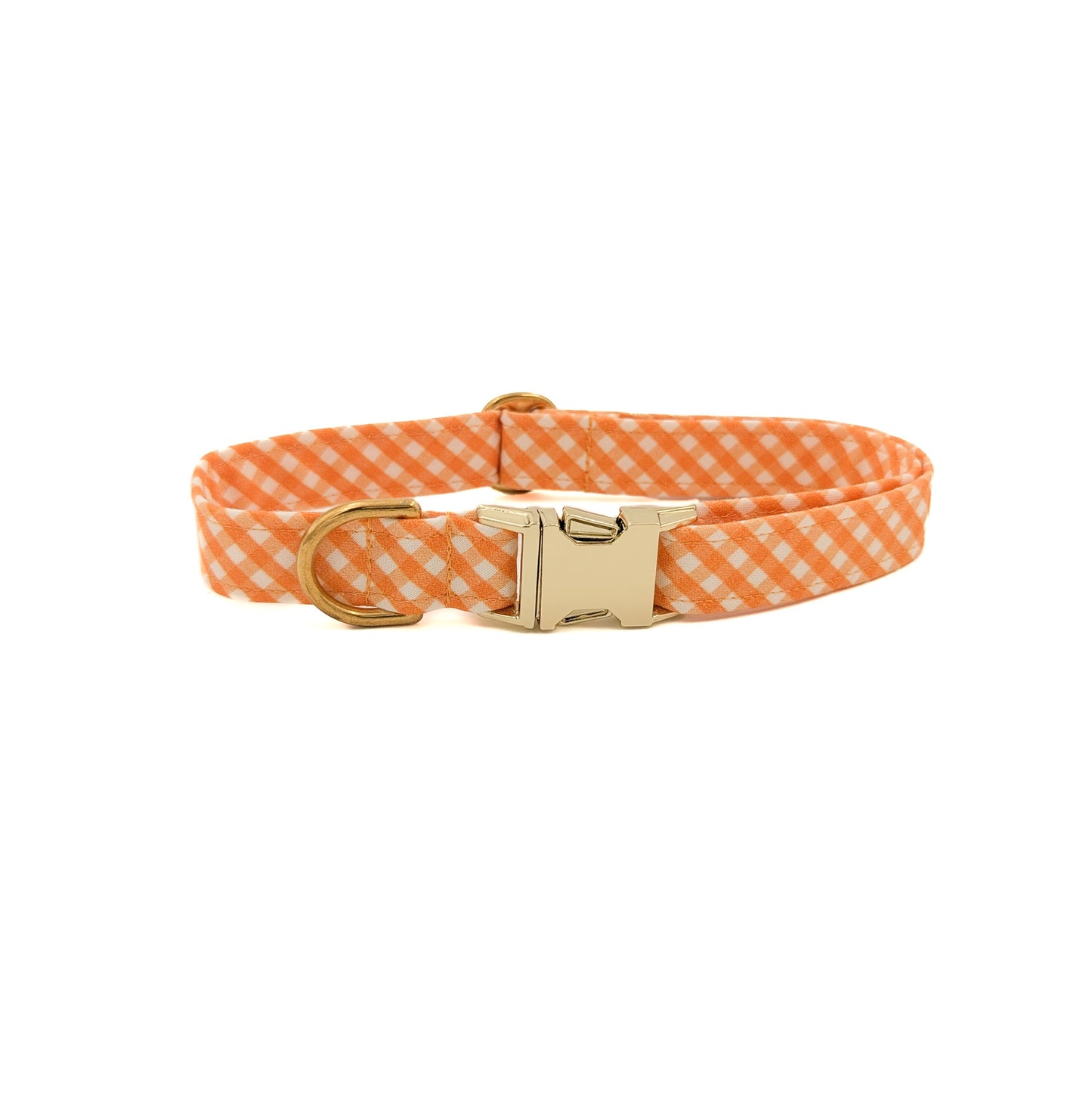 Orange Gingham Dog Collar