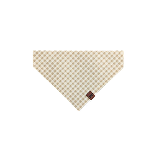 Taupe Gingham Over the Collar Dog Bandana