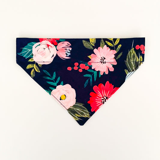 Floral Blooms Over the Collar Dog Bandana
