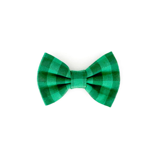 Green Plaid Dog Bow Tie